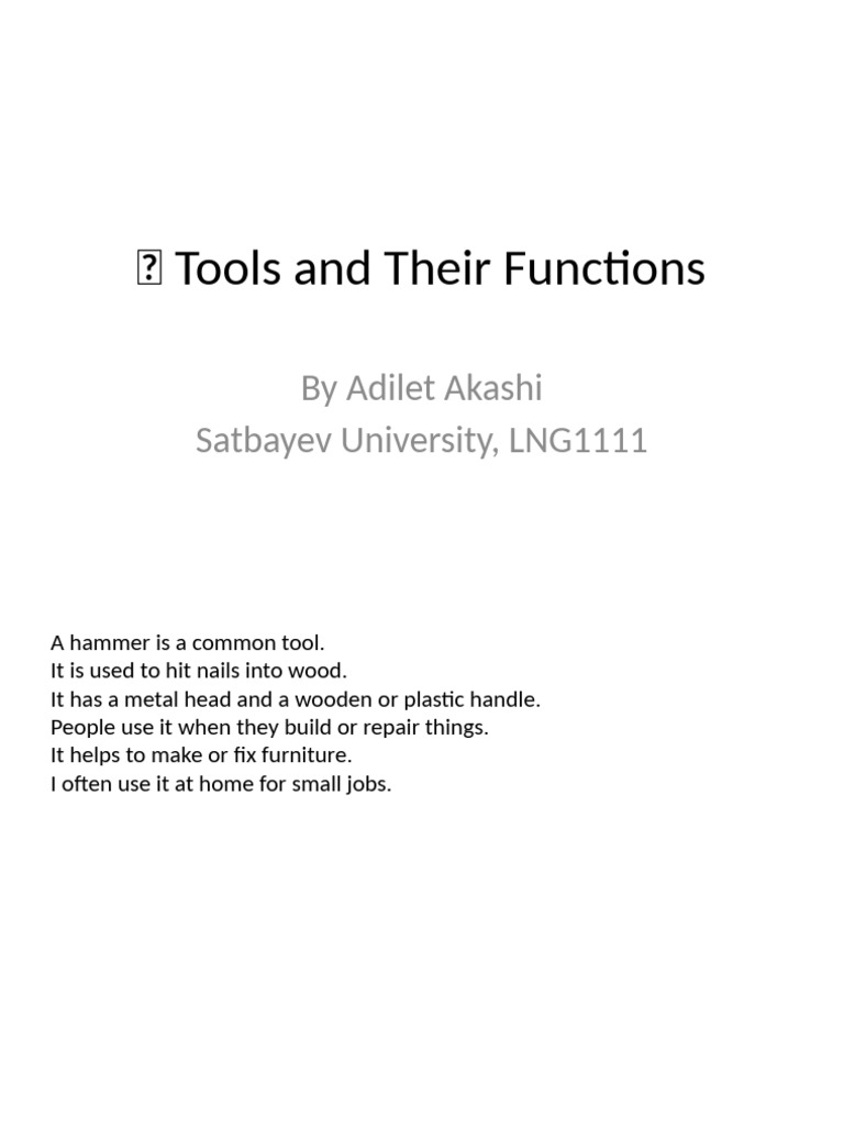 Tools and Functions Poster | PDF