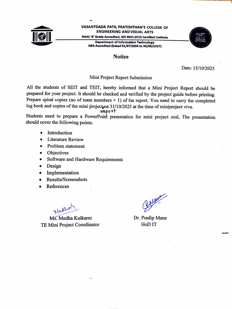 Mini Project Report Guidelines for IT Students | PDF