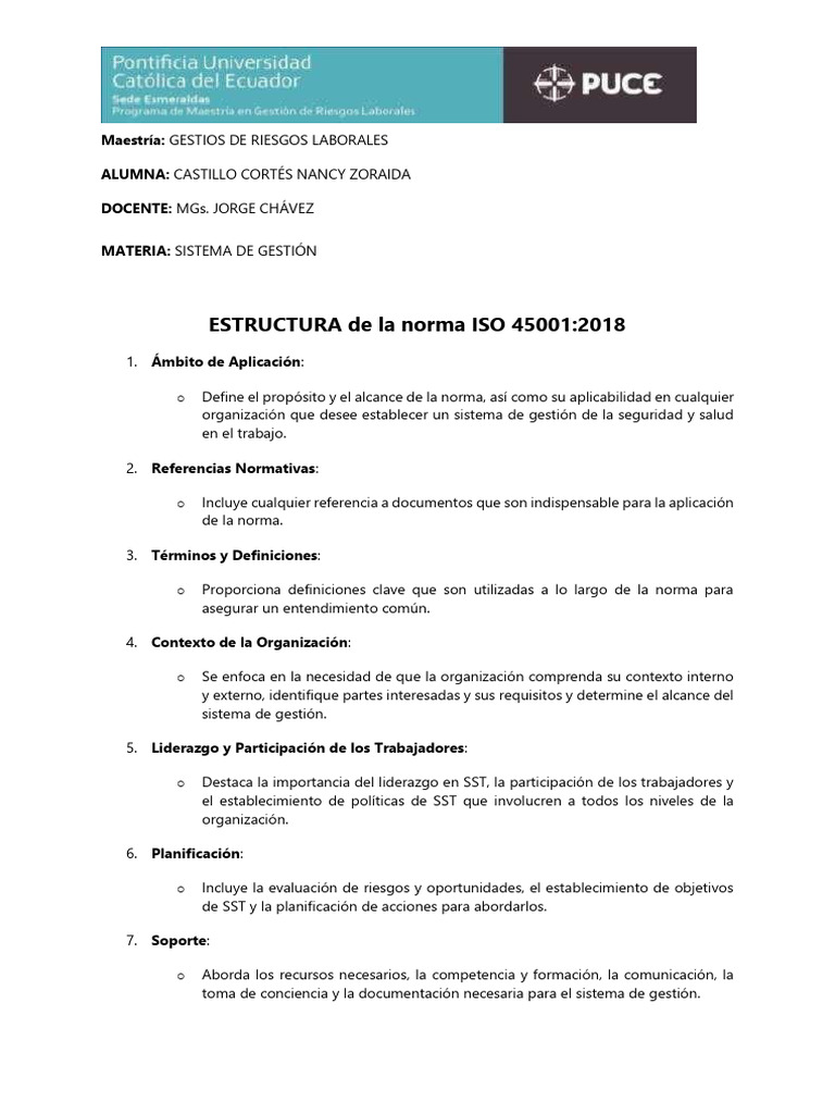 Estructura de la norma ISO 45001:2018 | PDF | Planificación | Business