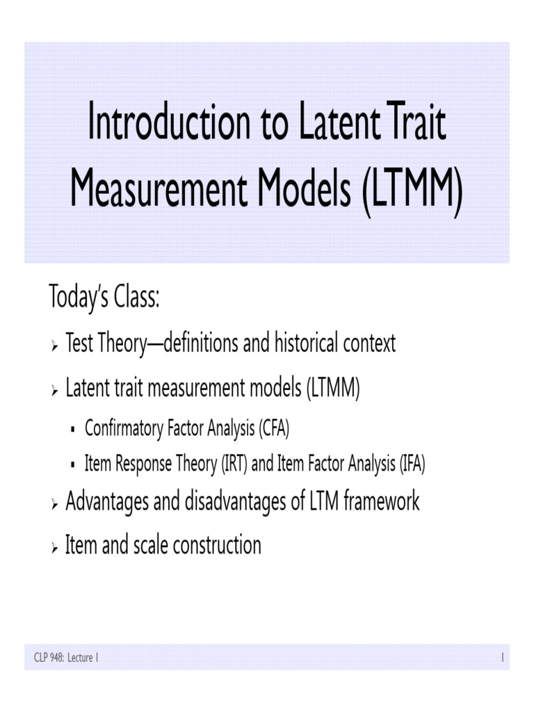 Understanding Latent Trait Measurement Models | PDF | Factor Analysis ...