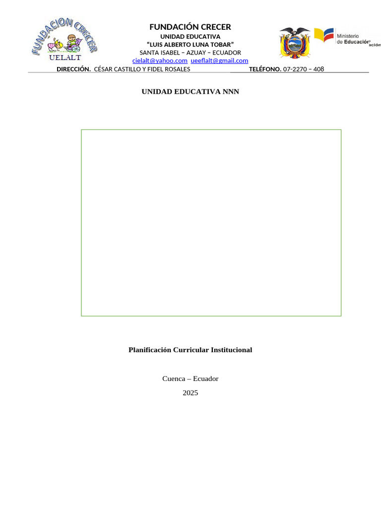 Planificación Curricular 2025 en Ecuador | PDF | Plan de estudios ...