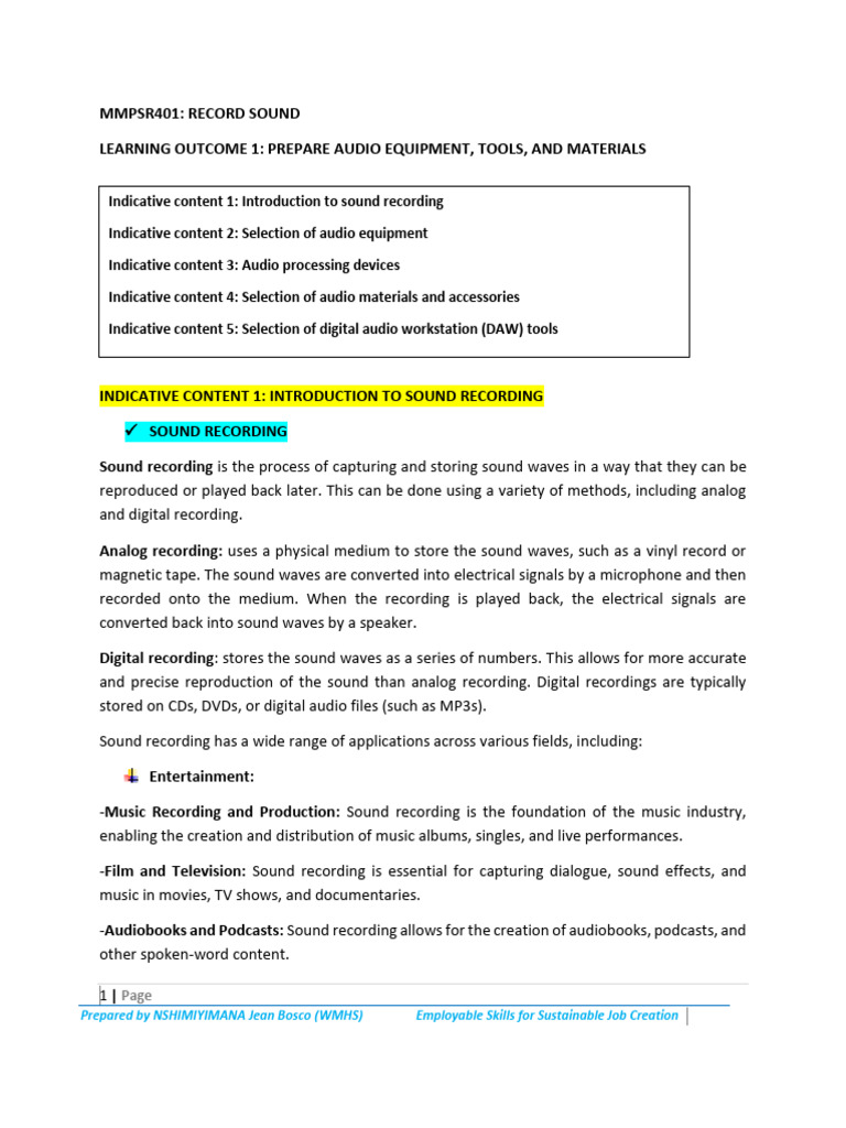 Sound Recording Equipment Essentials | PDF | Microphone | Waves