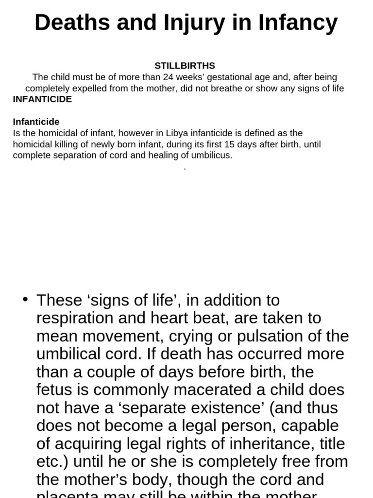 Infancy Deaths: Causes & Legal Aspects | PDF | Fetal Viability ...