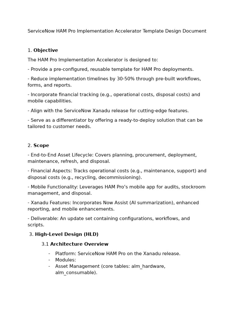 ServiceNow HAM Pro Implementation Template | PDF | Enterprise Resource ...