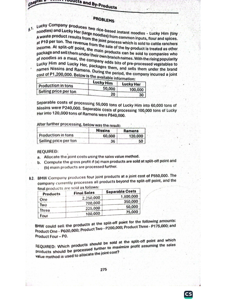 Cost Accounting - Problems | PDF