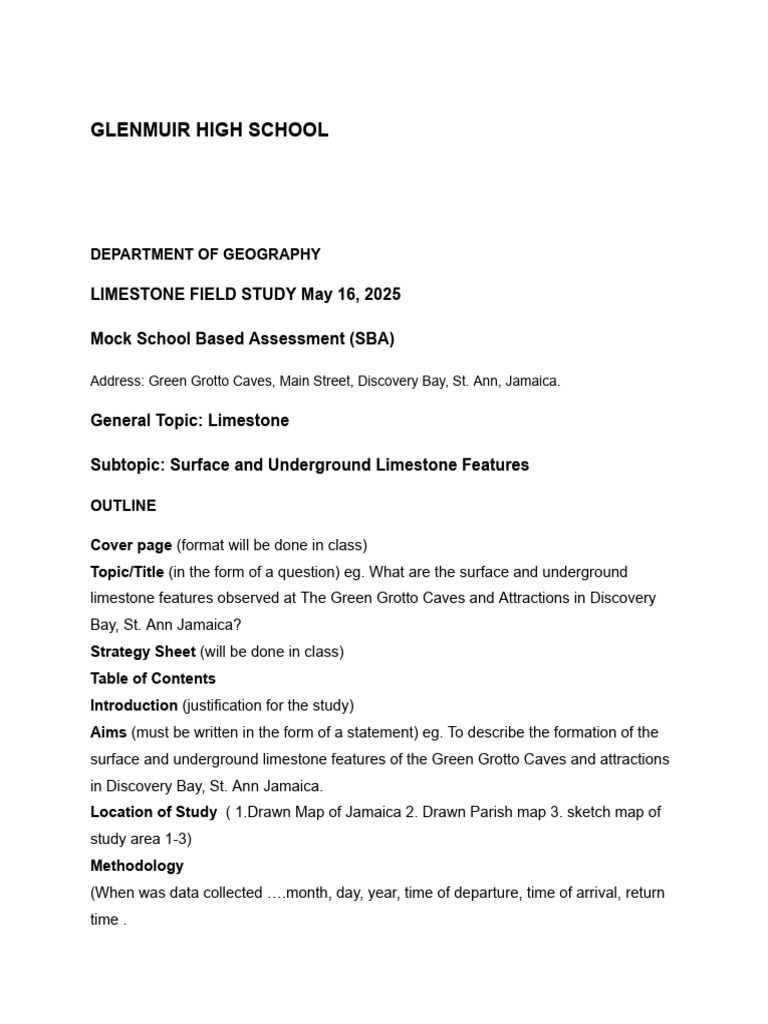 Limestone Features Study at Green Grotto | PDF
