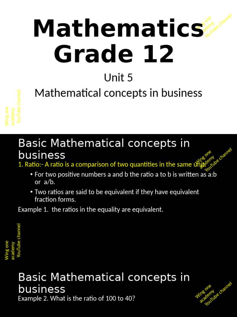 Grade 12 Business Math Concepts | PDF | Ratio | Mathematics