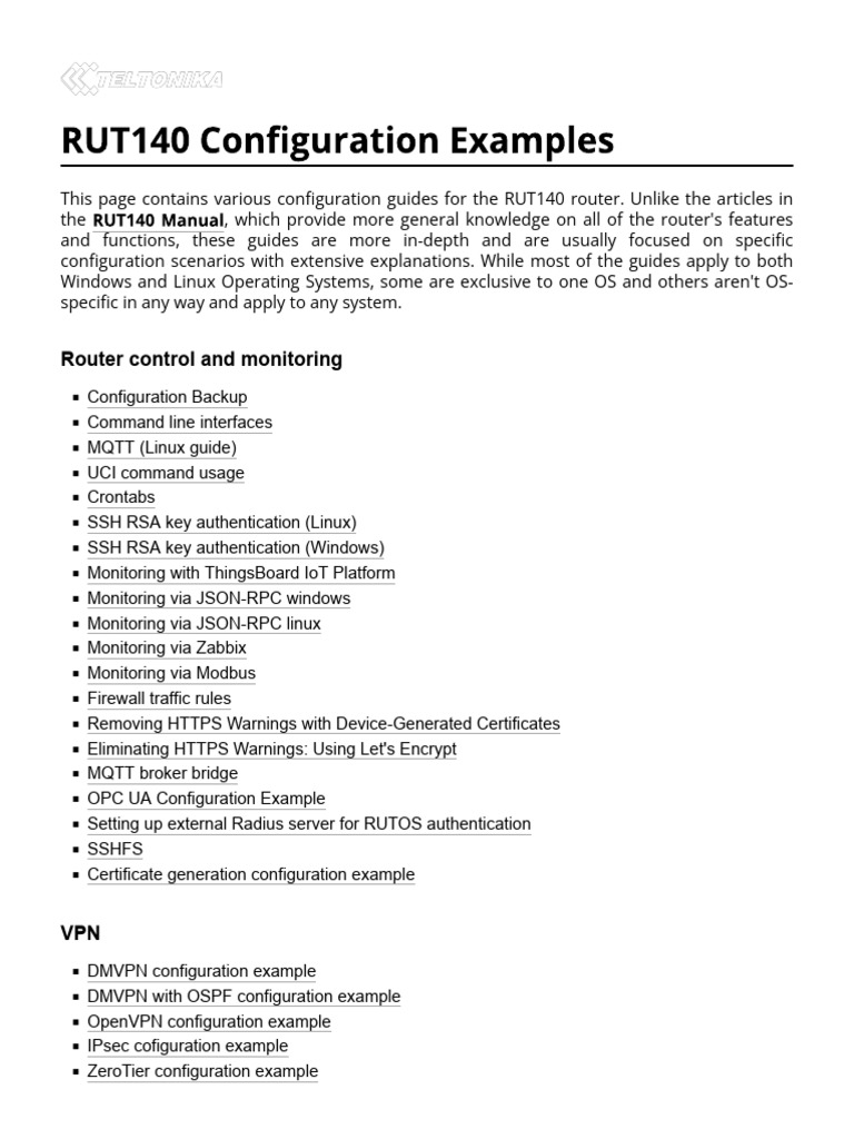 RUT140 Router Configuration Guides | PDF | Wi Fi | Local Area Network