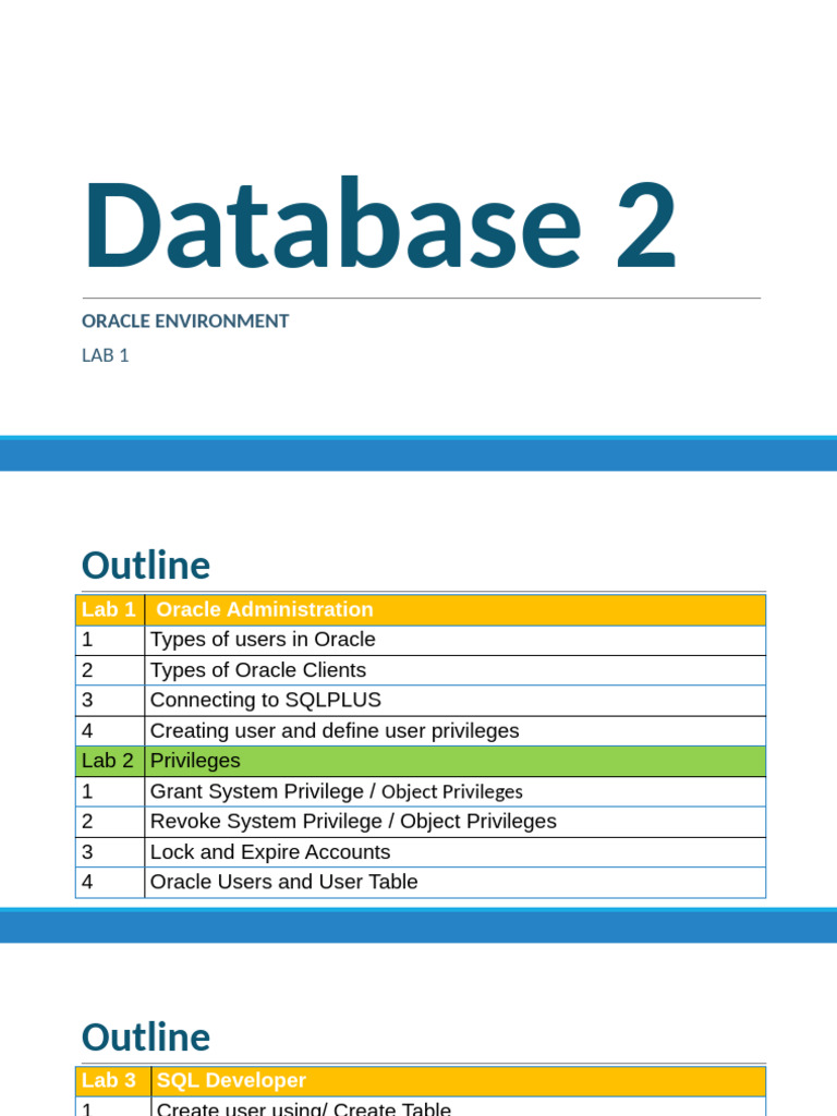 Oracle Database User Management Guide | PDF | Databases | Table (Database)