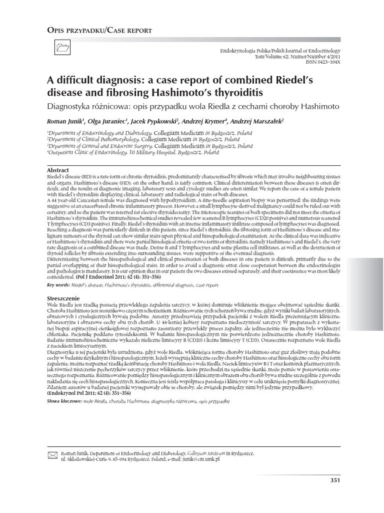 Case Report of Combined Riedel's Disease and Fibrosing Hashimoto's ...