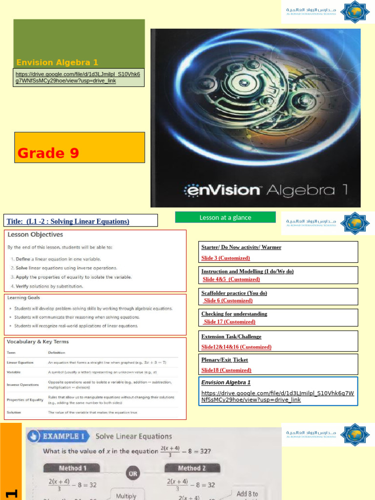 Solving Linear Equations in Algebra 1 | PDF