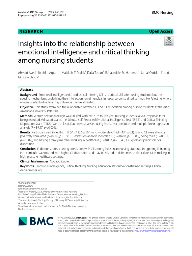 Insights Into The Relationship Between Emotional Intelligence and ...