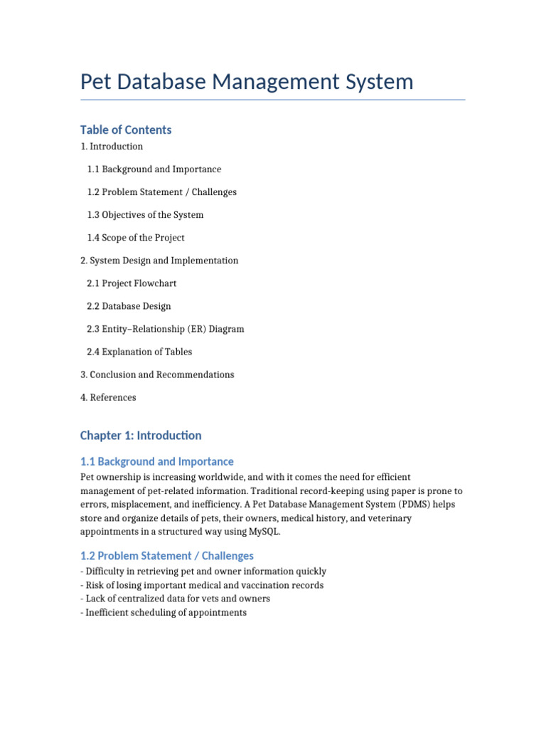 Pet Database Management System | PDF | Databases | Database Design