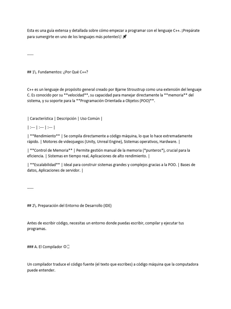 Guia de Programacion en Lenguaje C++ | PDF | C ++ | Entorno de ...