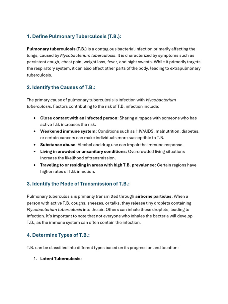Understanding Pulmonary Tuberculosis | PDF | Tuberculosis | Infection