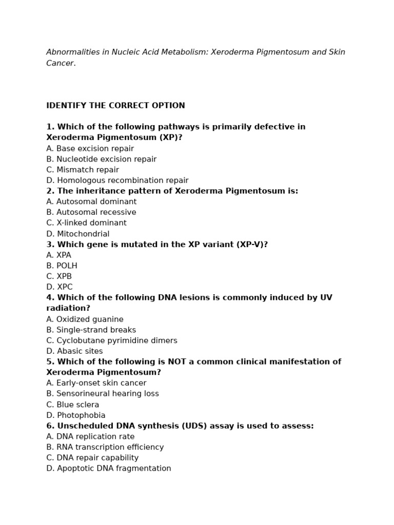Xeroderma Pigmentosum: DNA Repair Defects | PDF | Dna Repair | Dna