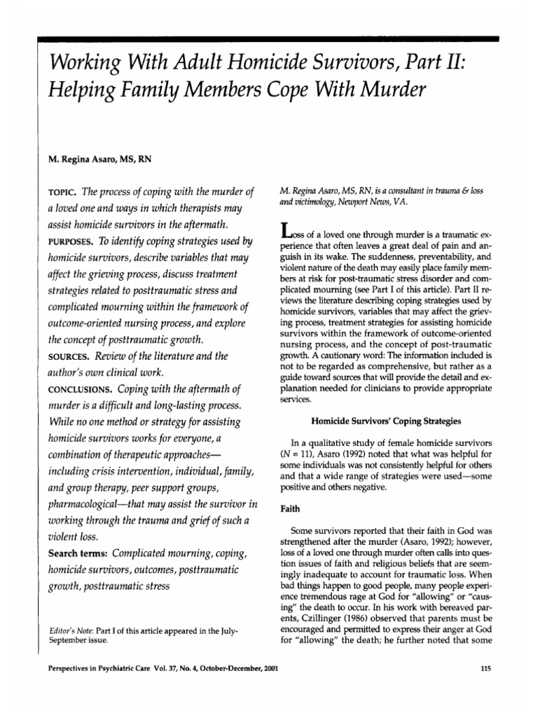Coping Strategies for Homicide Survivors | PDF | Psychological Trauma ...