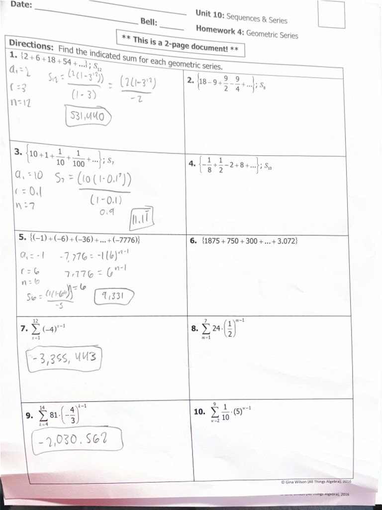 Unit 10 Sequences & Series 2 | PDF