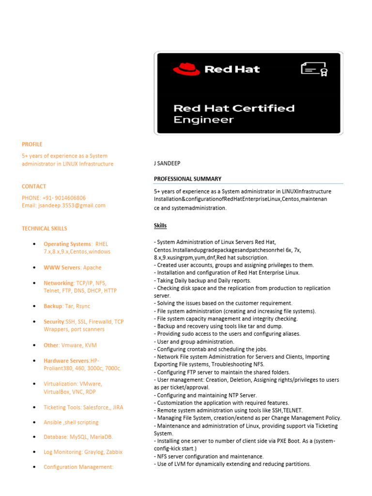 Project Specialist - J Sandeep | PDF | Linux | File Transfer Protocol