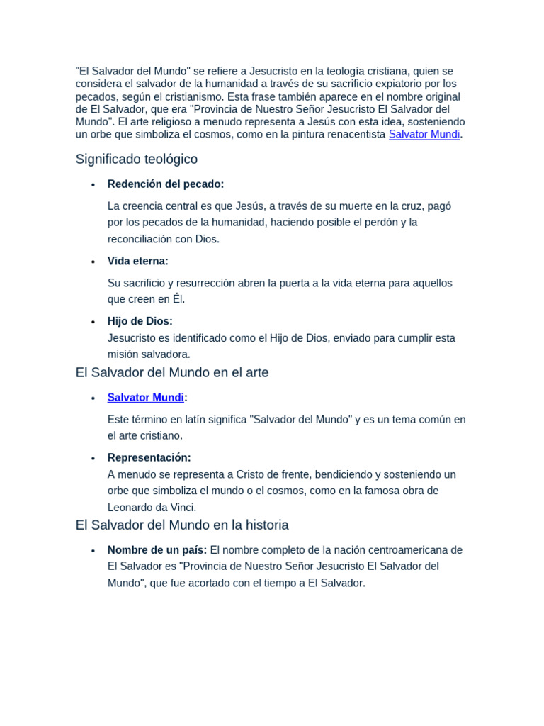 El Salvador Del Mundo | PDF