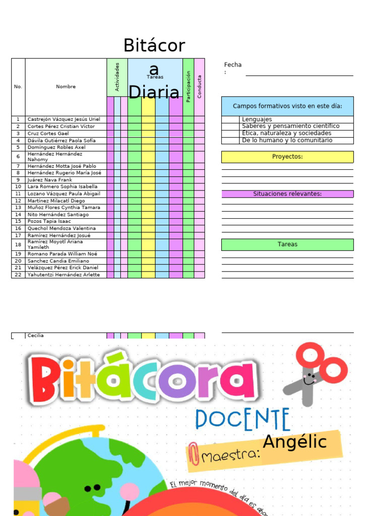 Bitácora Diaria de Actividades Escolares | PDF