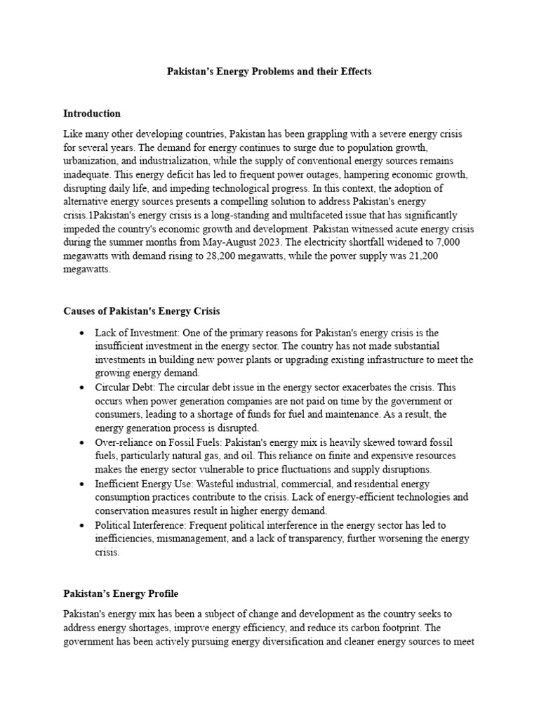 Energy Sector Challenges in Pakistan | PDF | Renewable Energy | Solar Power