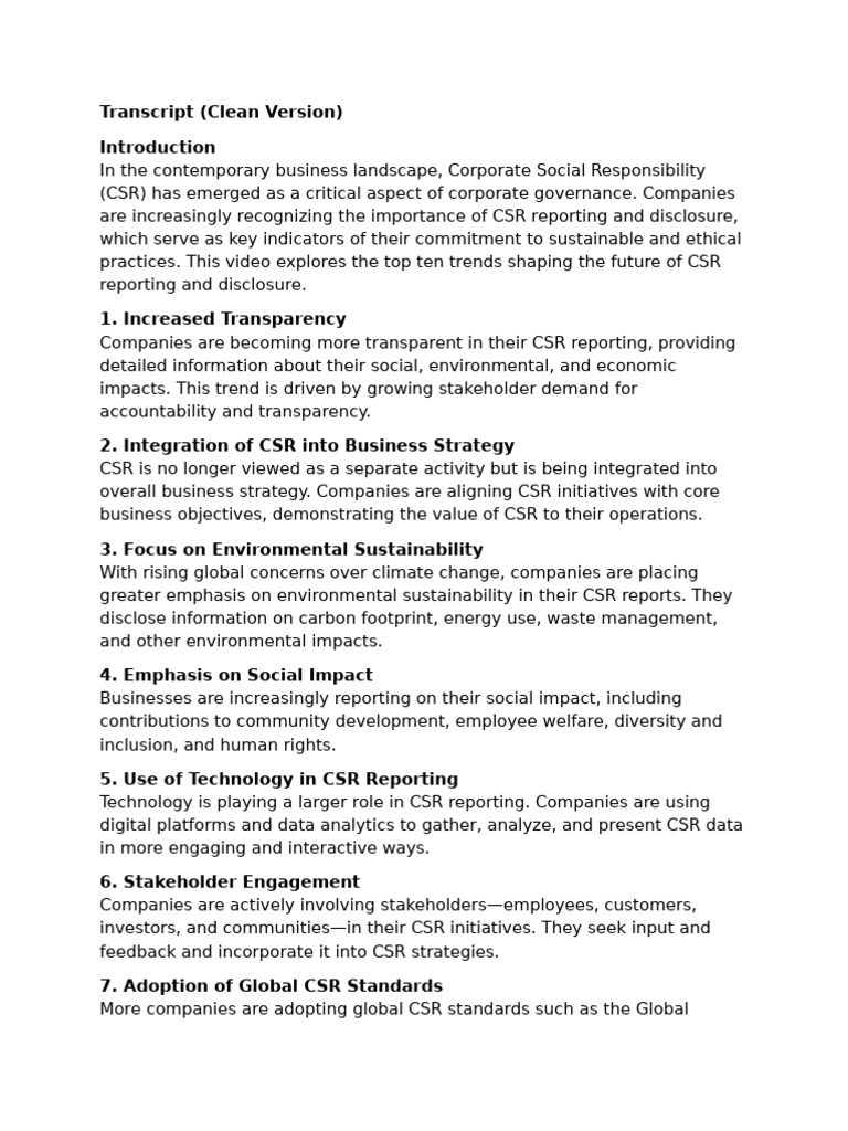 Top 10 Trends in CSR Reporting | PDF | Corporate Social Responsibility ...