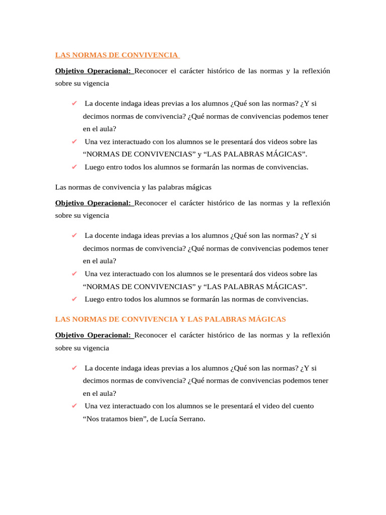 Las Normas de Convivencia | PDF