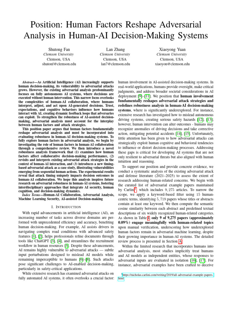 Human Factors in AI Adversarial Analysis | PDF | Artificial ...