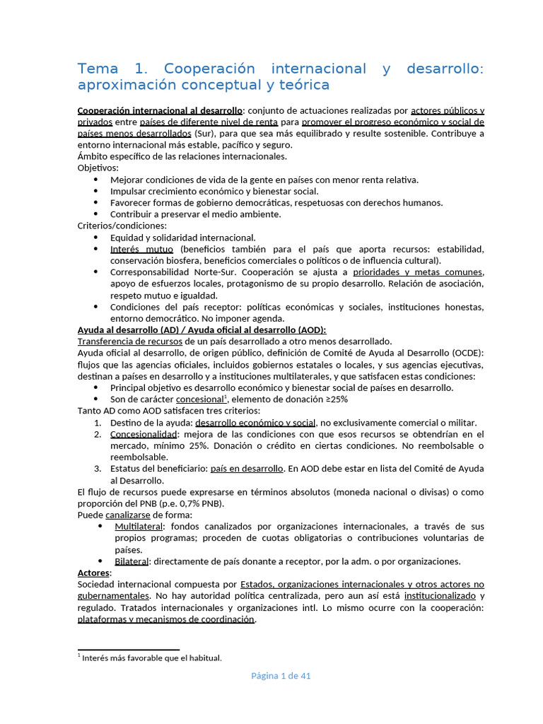 Cooperación Internacional para el Desarrollo | PDF | Ayuda para el ...