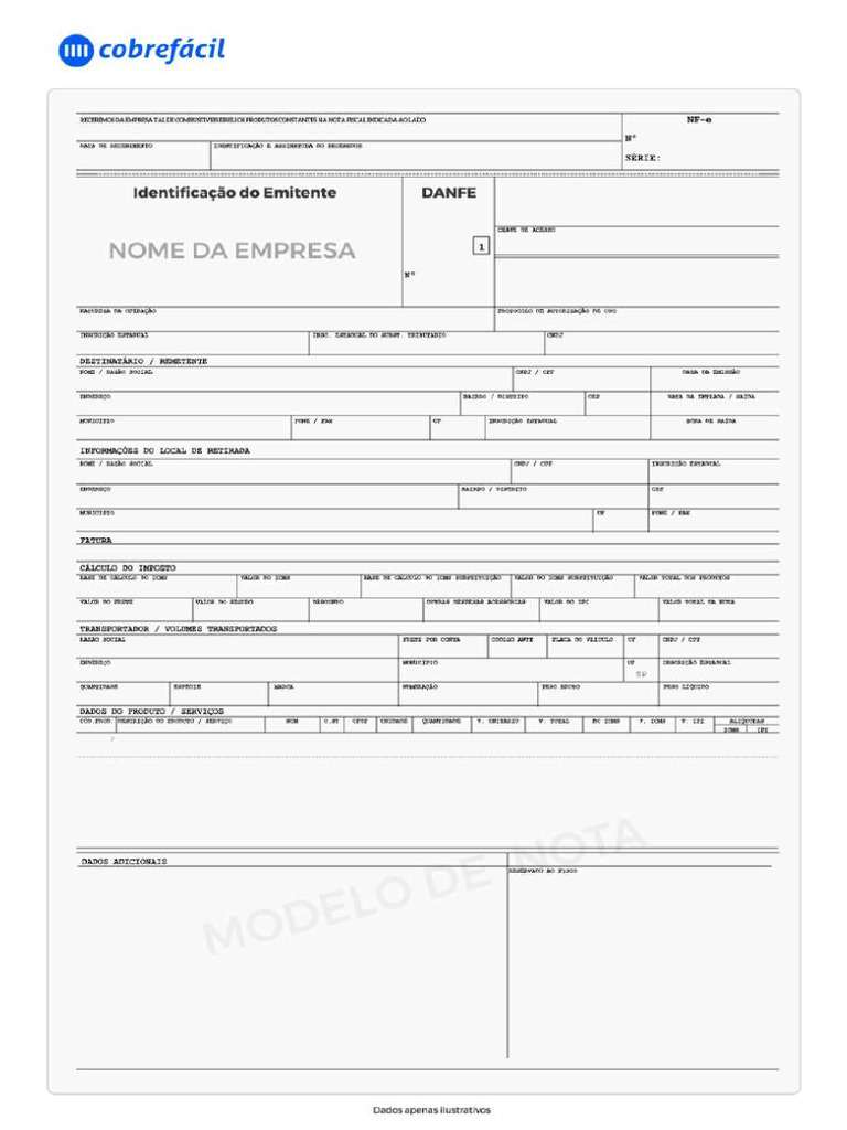Exemplos Modelos Documento Notas Fiscais Produtos Servicos | PDF