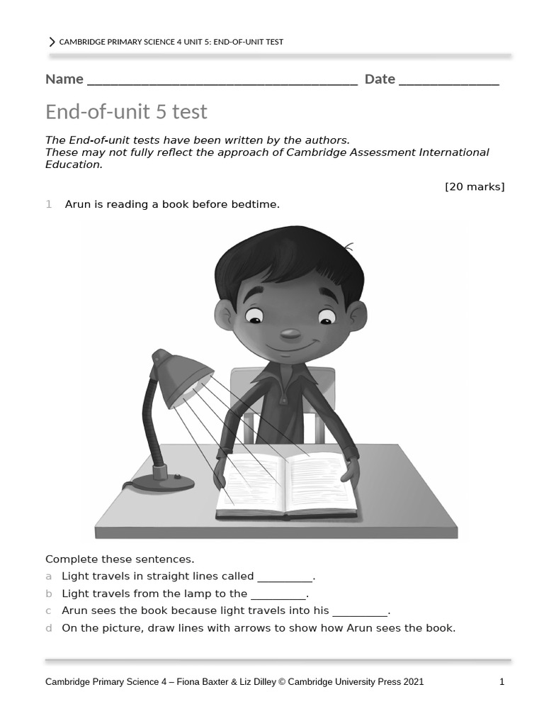 Cambridge Primary Science 4 Unit 5 Test | PDF | Physical Sciences