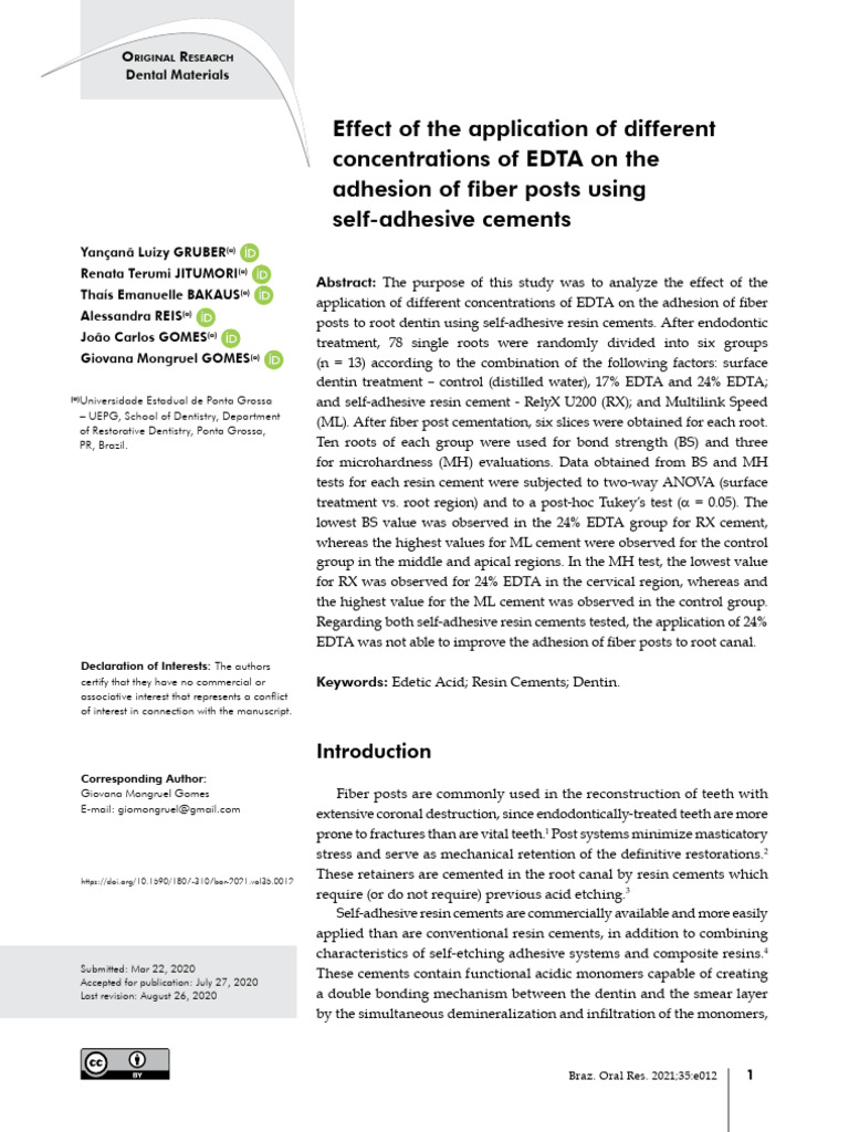 Effect of The Application of Different Concentrations of EDTA On The ...