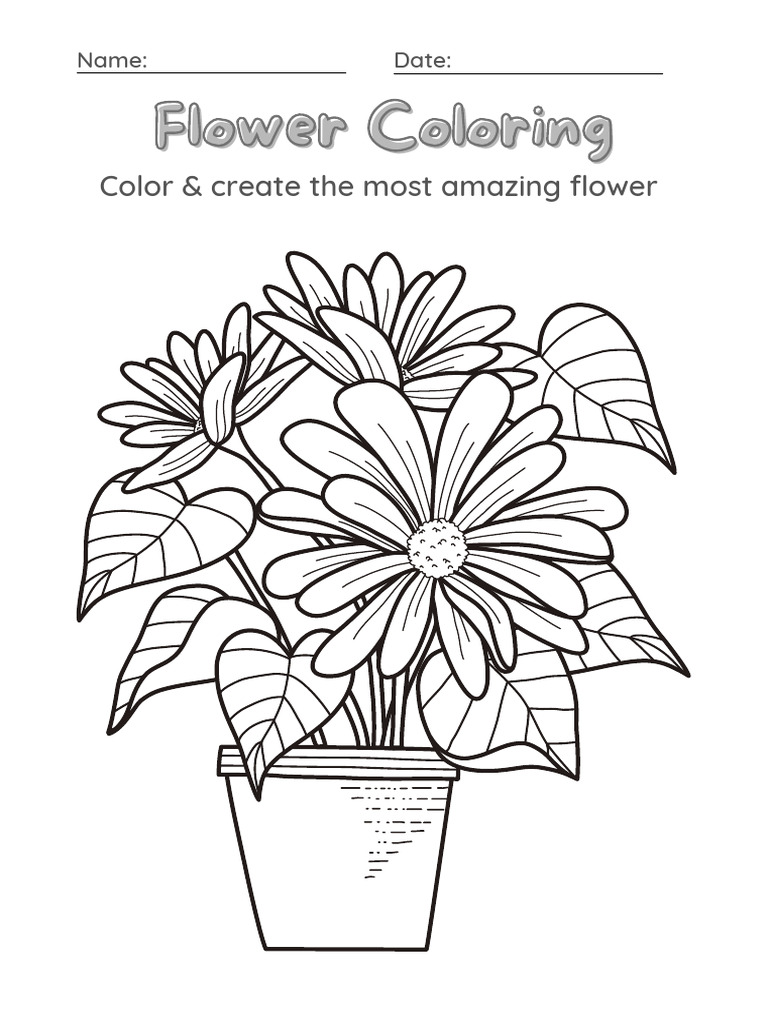 Flower Coloring Worksheet PDF | PDF