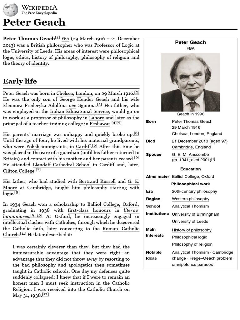 Peter Geach: Philosopher of Logic | PDF