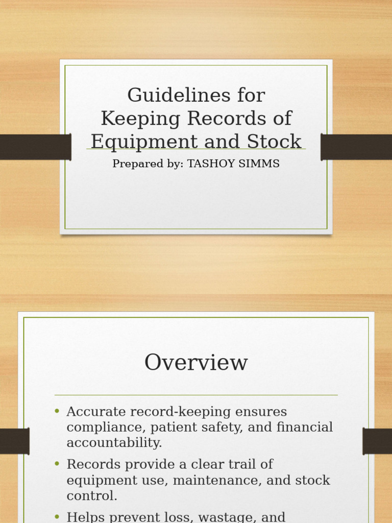 Equipment and Stock Record-Keeping Guide | PDF | Audit | Regulatory ...