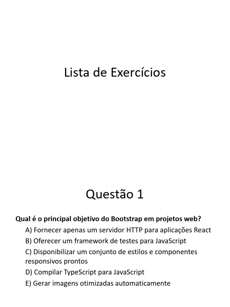 Exercícios sobre Bootstrap e React | PDF | Script Java | Informática