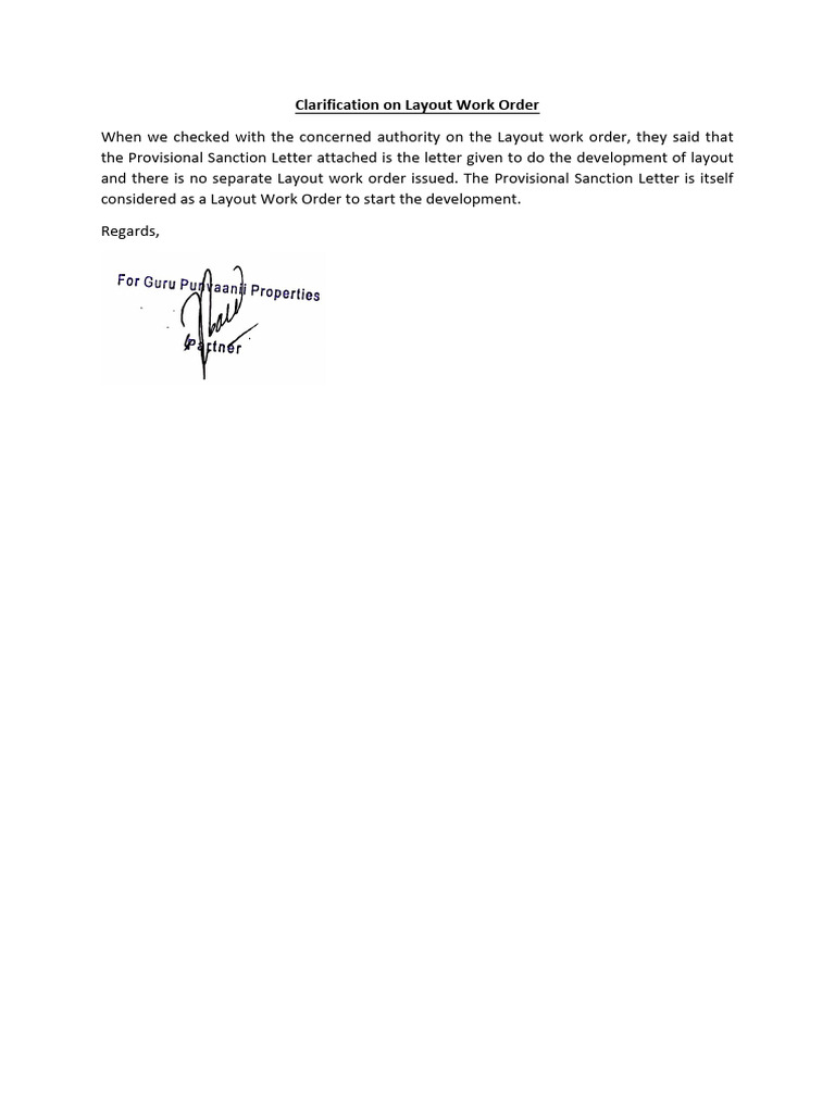 Layout Work Order Clarification | PDF