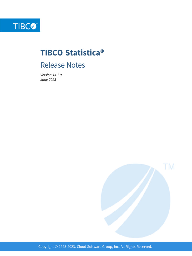 TIBCO Statistica 14.1 Release Notes | PDF | Software | Spreadsheet