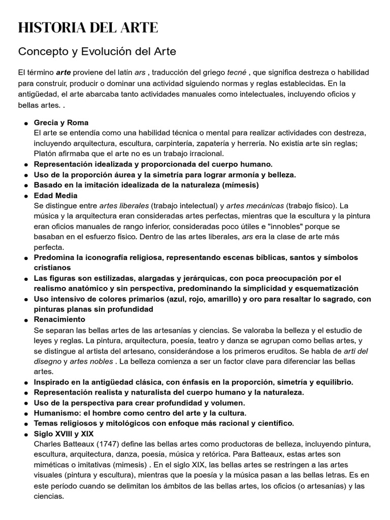 Evolución del Arte a lo Largo de la Historia | PDF | Escultura | Imagen