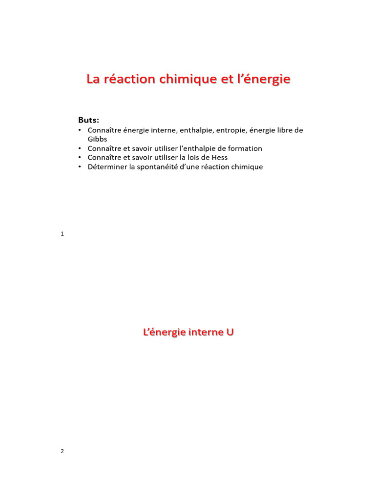 Énergie libre de Gibbs et réactions chimiques | PDF | Entropie | Chaleur