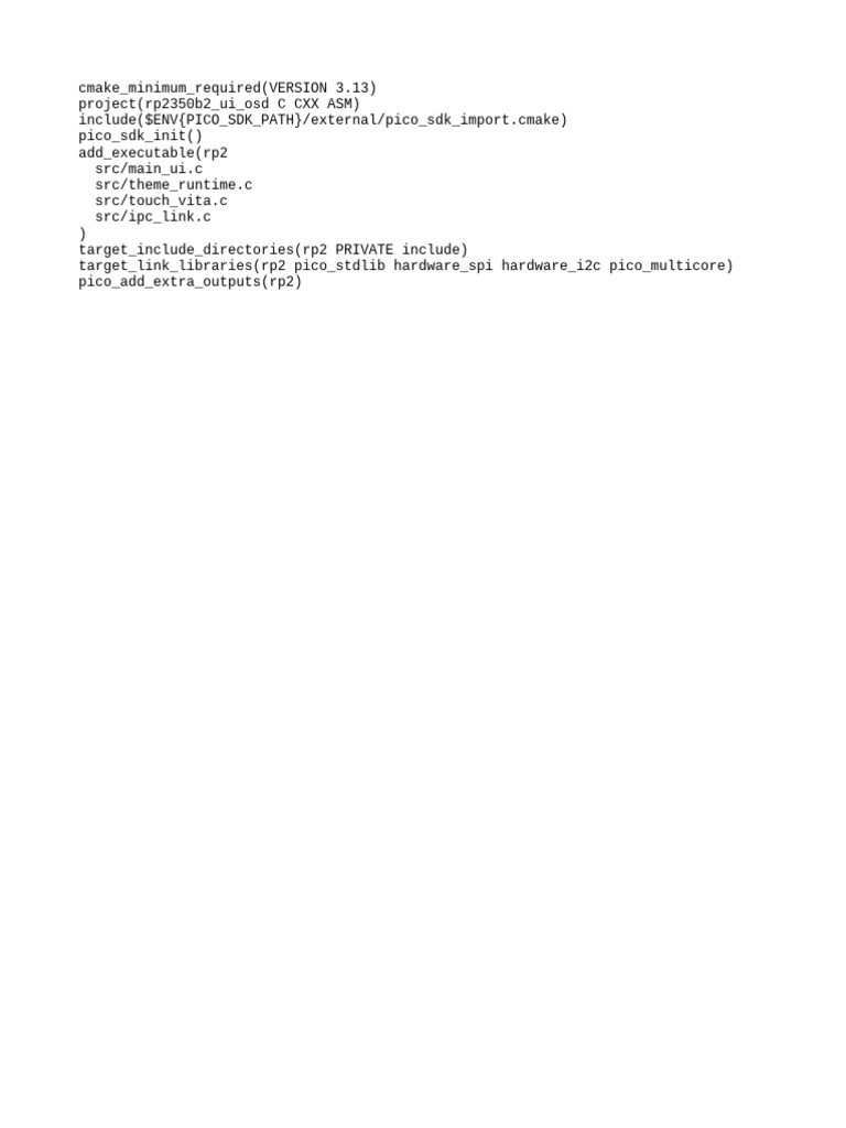 CMake Setup for rp2350b2 UI Project | PDF