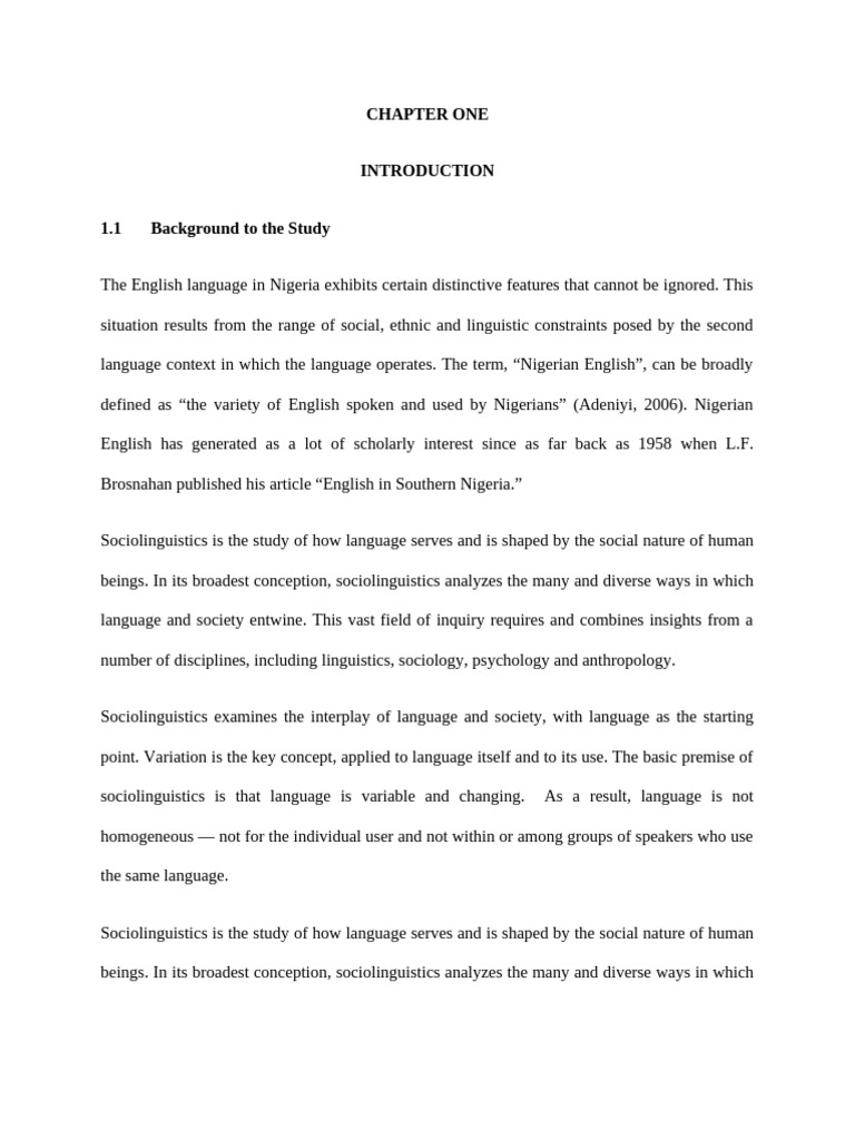 Sociolinguistic Features of Nigerian English | PDF | Sociolinguistics ...