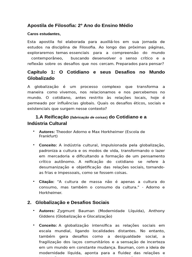 Apostila de Filosofia para 2º Ano | PDF | Bioética | Science