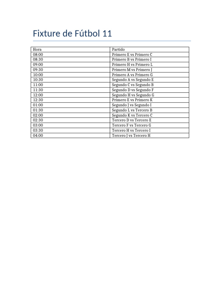 Fixture Futbol11 | PDF