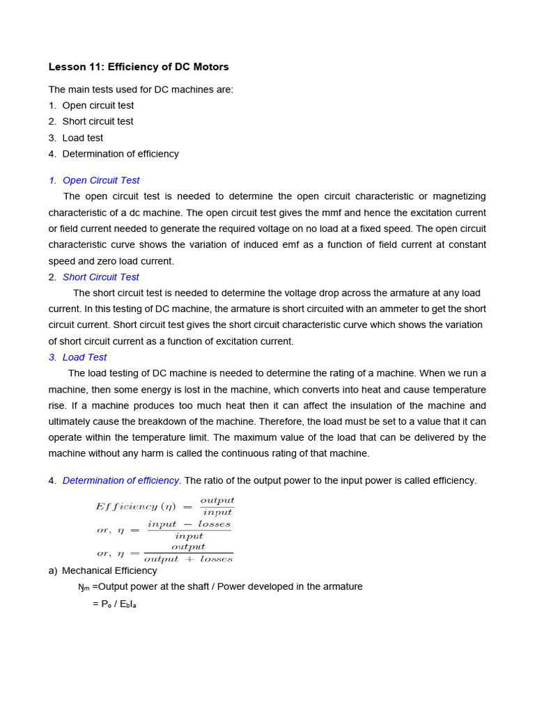 DC Motor Efficiency Testing Methods | PDF | Electric Motor | Electric ...