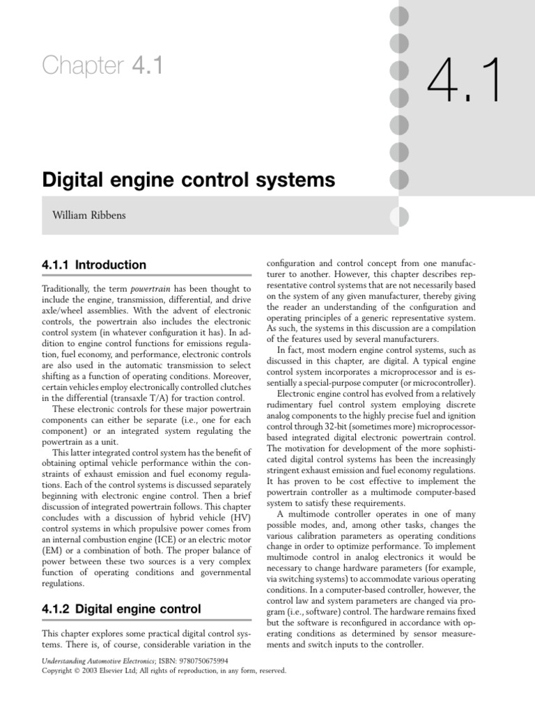Reading - Digital Engine Control Systems | PDF | Throttle | Fuel Injection