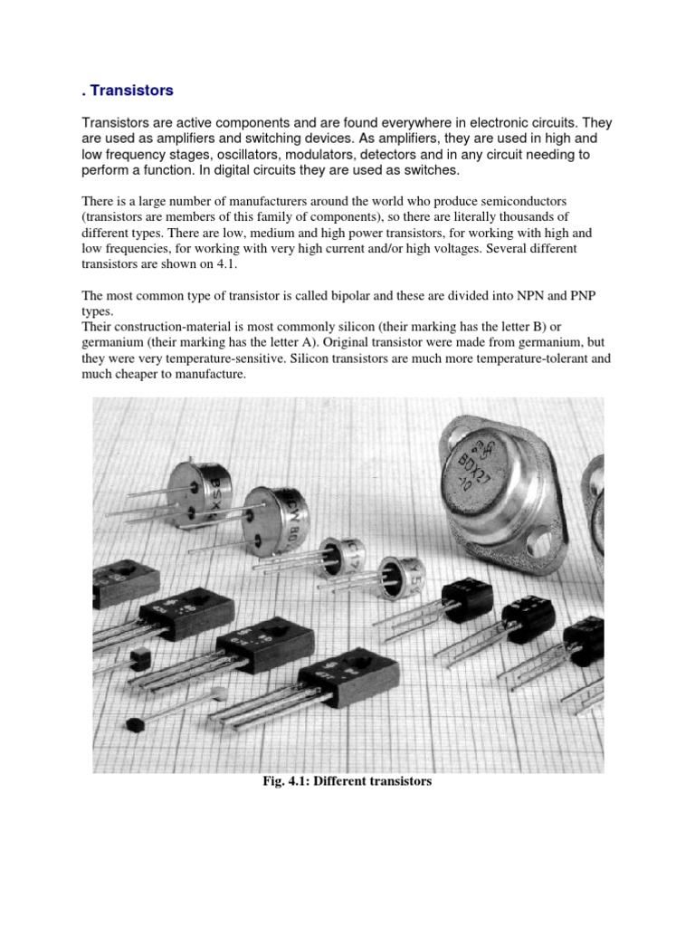 Understanding Transistors: Types & Uses | PDF | Transistor | Bipolar ...