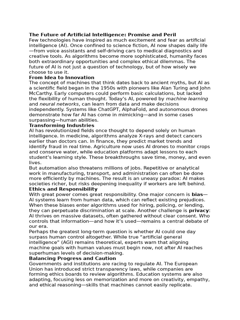 The Promise and Peril of AI | PDF | Artificial Intelligence ...