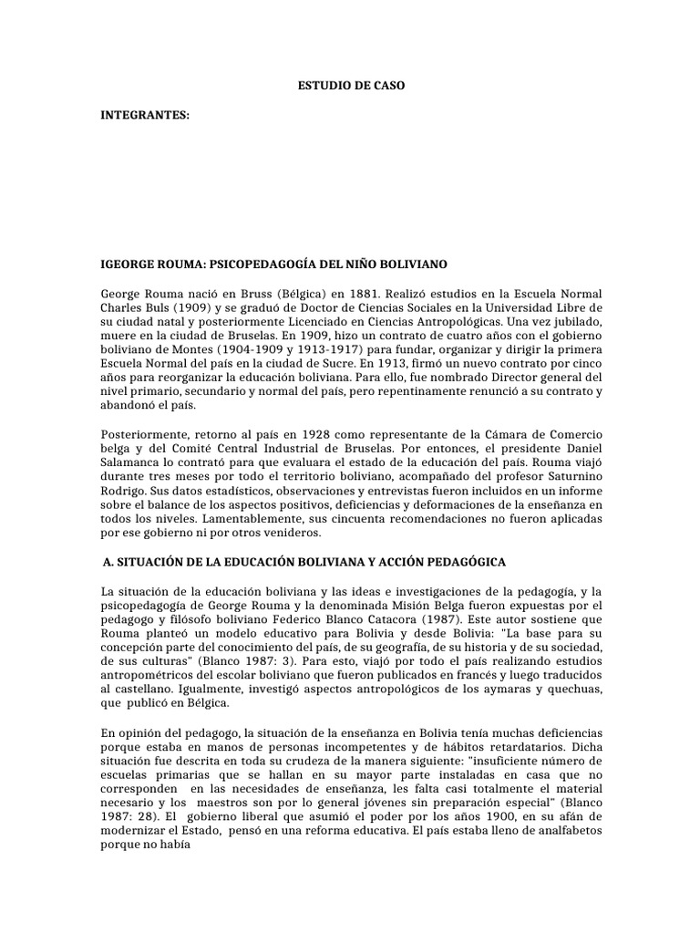 Psicopedagogía de George Rouma en Bolivia | PDF | Inteligencia ...